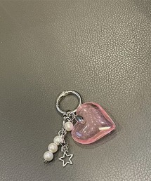 CERCA（チェルカ）の「HALEY PESCA/カラフルクリアハートキーリング　チャーム（キーホルダー）」