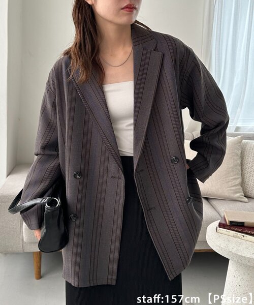 セール】【ユニセックス】チェックWブレストオーバージャケット