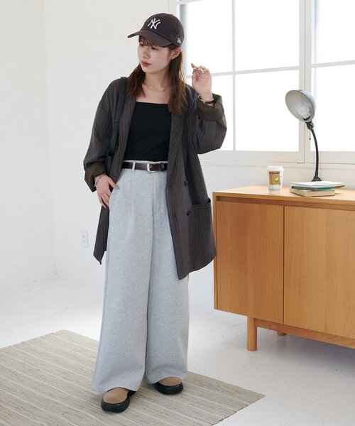 DISCOAT（ディスコート）の「【ユニセックス】チェックWブレストオーバージャケット（テーラードジャケット・レディース・ベージュ/ダークブラウン/ブラウン・FREE/SHORT）」の19枚目の写真