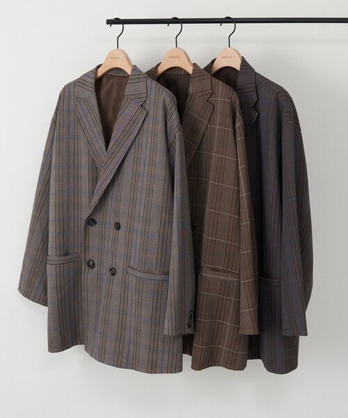 セール】【ユニセックス】チェックWブレストオーバージャケット