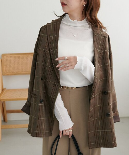 セール】【ユニセックス】チェックWブレストオーバージャケット