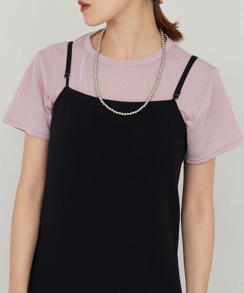 SHENERY（シーナリー）の「シャイニー天竺Tシャツ（Tシャツ/カットソー・レディース・ブルー/オフホワイト/ブラック/ピンク・FREE）」の4枚目の写真