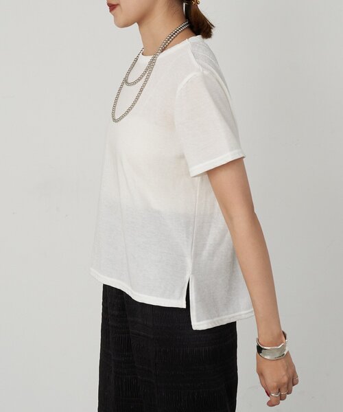 SHENERY（シーナリー）の「シャイニー天竺Tシャツ（Tシャツ/カットソー・レディース・ブルー/オフホワイト/ブラック/ピンク・FREE）」の18枚目の写真