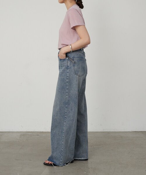 SHENERY（シーナリー）の「シャイニー天竺Tシャツ（Tシャツ/カットソー・レディース・ブルー/オフホワイト/ブラック/ピンク・FREE）」の6枚目の写真