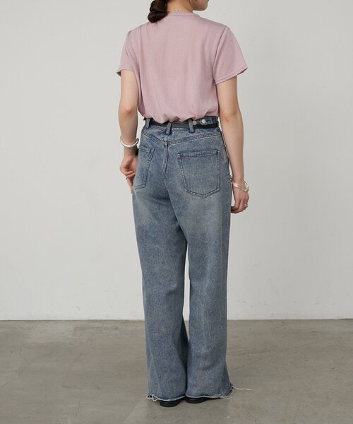 SHENERY（シーナリー）の「シャイニー天竺Tシャツ（Tシャツ/カットソー・レディース・ブルー/オフホワイト/ブラック/ピンク・FREE）」の7枚目の写真