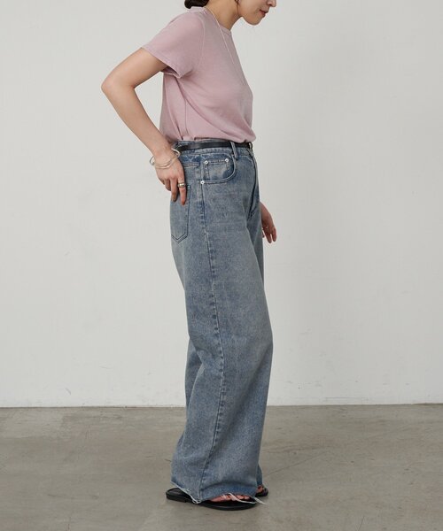 SHENERY（シーナリー）の「シャイニー天竺Tシャツ（Tシャツ/カットソー・レディース・ブルー/オフホワイト/ブラック/ピンク・FREE）」の8枚目の写真