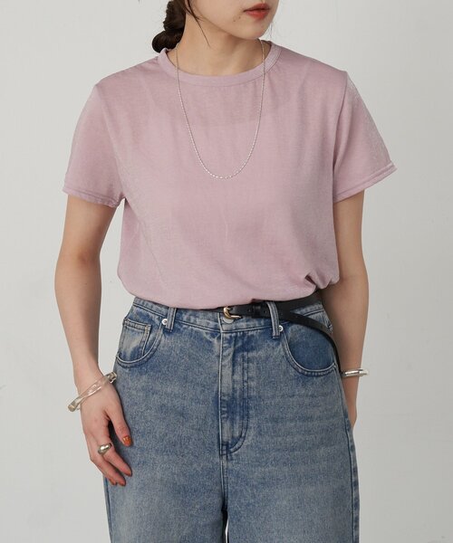 SHENERY（シーナリー）の「シャイニー天竺Tシャツ（Tシャツ/カットソー・レディース・ブルー/オフホワイト/ブラック/ピンク・FREE）」の9枚目の写真