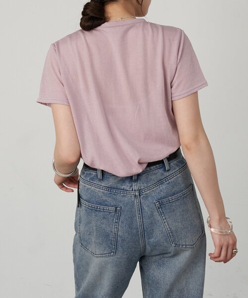 SHENERY（シーナリー）の「シャイニー天竺Tシャツ（Tシャツ/カットソー・レディース・ブルー/オフホワイト/ブラック/ピンク・FREE）」の12枚目の写真