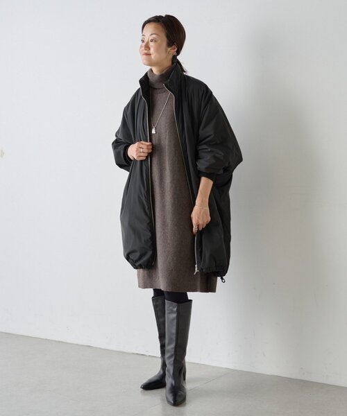 BEARDSLEY ビアズリー 裏毛 ハイネック ネック ワンピース ブラック BEARDSLEY ビアズリー スウェットワンピース ブラック