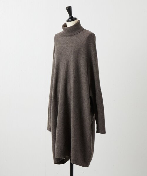 BEARDSLEY ビッグロングタートルネックニット　グレー　ビアズリー 長袖 タートルビッグニット(ロング)（ニット/セーター）｜BEARDSLEY