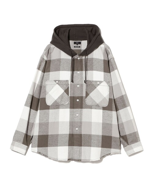 BEAMS（ビームス）の「フード チェック ネルシャツ（シャツ/ブラウス・メンズ・グレー/オリーブ・M/L/XL/S）」の3枚目の写真