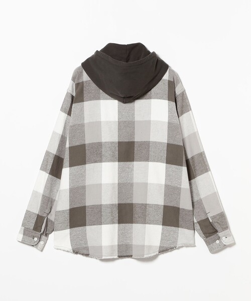 BEAMS（ビームス）の「フード チェック ネルシャツ（シャツ/ブラウス・メンズ・グレー/オリーブ・M/L/XL/S）」の4枚目の写真