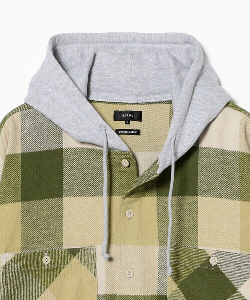 BEAMS（ビームス）の「フード チェック ネルシャツ（シャツ/ブラウス・メンズ・グレー/オリーブ・M/L/XL/S）」の7枚目の写真