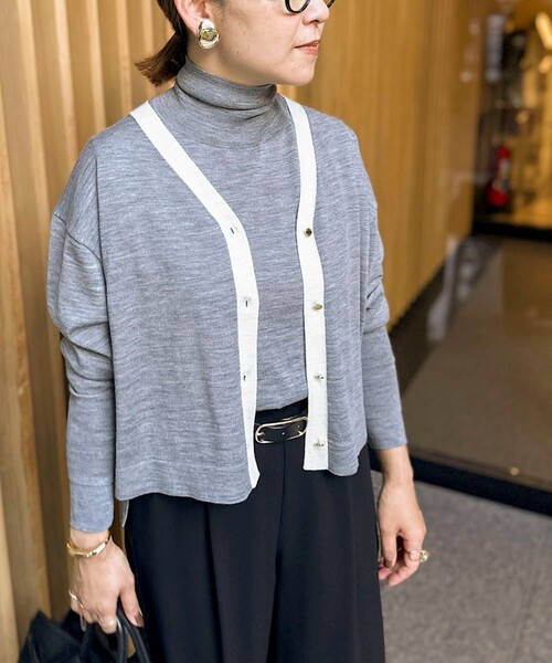 セール】《手洗い可能》《アンサンブル対応》18G天竺ゆったりVネック