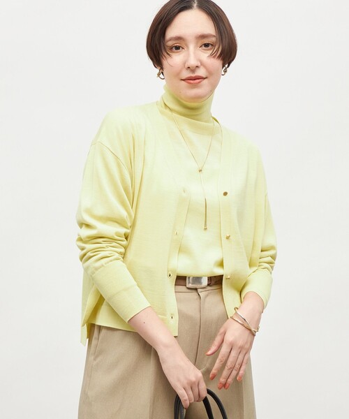 手洗い可能》《アンサンブル対応》18G天竺ゆったりVネックカーディガン