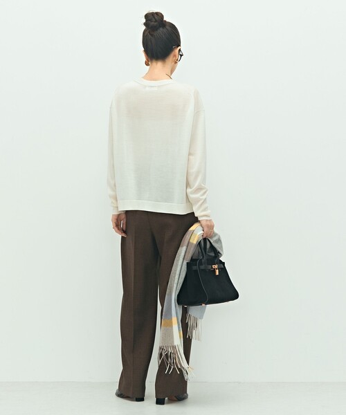 手洗い可能》《アンサンブル対応》18G天竺ゆったりVネックカーディガン