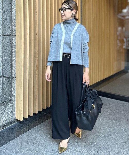 手洗い可能》《アンサンブル対応》18G天竺ゆったりVネックカーディガン