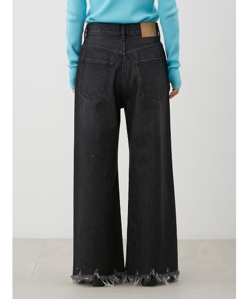 裾フリンジクロップドフレアデニムパンツ（デニムパンツ）｜Mila Owen