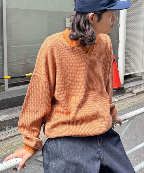 CIAOPANIC(チャオパニック)の「バーズアイニットロングスリーブニットポロ(ニット/セーター・レディース・ブラック/ネイビー/ブラウン・FREE)」の1枚目の写真