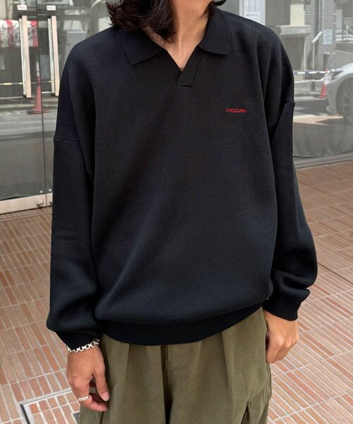 CIAOPANIC(チャオパニック)の「バーズアイニットロングスリーブニットポロ(ニット/セーター・レディース・ブラック/ネイビー/ブラウン・FREE)」の2枚目の写真