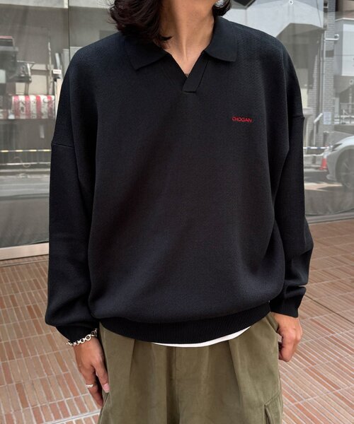 CIAOPANIC(チャオパニック)の「バーズアイニットロングスリーブニットポロ(ニット/セーター・レディース・ブラック/ネイビー/ブラウン・FREE)」の4枚目の写真