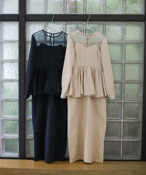 select MOCA(セレクトモカ)の「【オケージョン/結婚式】ペプラムバルーンドッキングワンピース(ドレス・レディース・ベージュ/ブラック・MEDIUM/LARGE)」の13枚目の写真