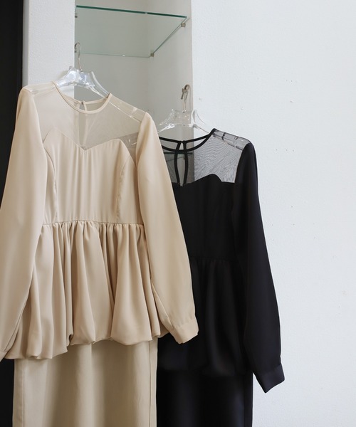 select MOCA(セレクトモカ)の「【オケージョン/結婚式】ペプラムバルーンドッキングワンピース(ドレス・レディース・ベージュ/ブラック・MEDIUM/LARGE)」の11枚目の写真