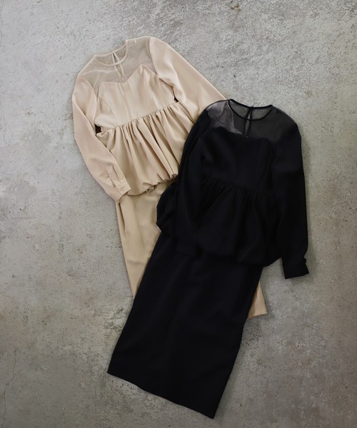 select MOCA(セレクトモカ)の「【オケージョン/結婚式】ペプラムバルーンドッキングワンピース(ドレス・レディース・ベージュ/ブラック・MEDIUM/LARGE)」の16枚目の写真