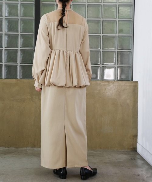 select MOCA(セレクトモカ)の「【オケージョン/結婚式】ペプラムバルーンドッキングワンピース(ドレス・レディース・ベージュ/ブラック・MEDIUM/LARGE)」の7枚目の写真