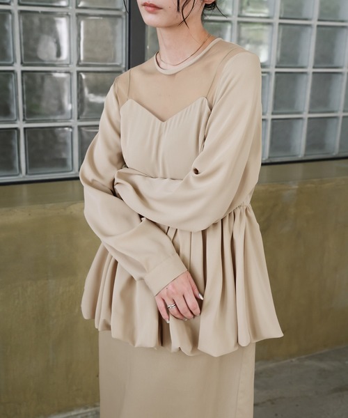 select MOCA(セレクトモカ)の「【オケージョン/結婚式】ペプラムバルーンドッキングワンピース(ドレス・レディース・ベージュ/ブラック・MEDIUM/LARGE)」の21枚目の写真