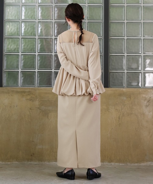 select MOCA(セレクトモカ)の「【オケージョン/結婚式】ペプラムバルーンドッキングワンピース(ドレス・レディース・ベージュ/ブラック・MEDIUM/LARGE)」の8枚目の写真