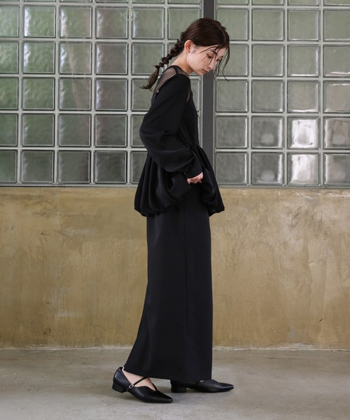 オケージョン/結婚式】ペプラムバルーンドッキングワンピース（ドレス