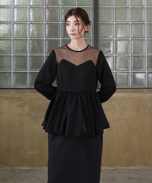 select MOCA(セレクトモカ)の「【オケージョン/結婚式】ペプラムバルーンドッキングワンピース(ドレス・レディース・ベージュ/ブラック・MEDIUM/LARGE)」の15枚目の写真