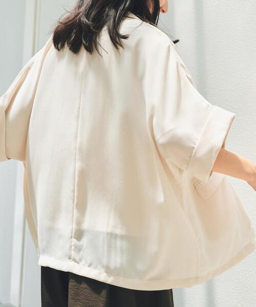 THE SHOP TK （ザ ショップ ティーケー ）の「ドルマン半袖ジャケット【洗える】（テーラードジャケット・レディース・ブラウン系/ブラック/アイボリー・99）」の5枚目の写真