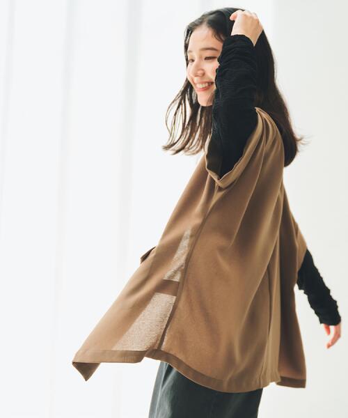 THE SHOP TK （ザ ショップ ティーケー ）の「ドルマン半袖ジャケット【洗える】（テーラードジャケット・レディース・ブラウン系/ブラック/アイボリー・99）」の9枚目の写真