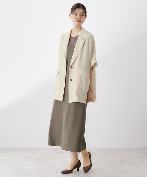 THE SHOP TK （ザ ショップ ティーケー ）の「ドルマン半袖ジャケット【洗える】（テーラードジャケット・レディース・ブラウン系/ブラック/アイボリー・99）」の14枚目の写真