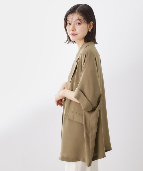 THE SHOP TK （ザ ショップ ティーケー ）の「ドルマン半袖ジャケット【洗える】（テーラードジャケット・レディース・ブラウン系/ブラック/アイボリー・99）」の22枚目の写真