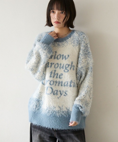 PBLIM（ページボーイリム）の「《UNISEX》グラデシャギーニット（ニット/セーター・レディース・ネイビー/ブラウン/ライトブルー/チャコールグレー・FREE）」の3枚目の写真