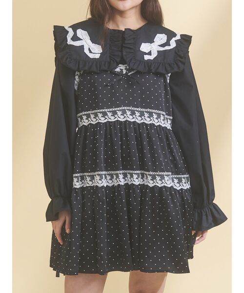 新品タグ付きmerry jennyメリージェニーribbonフリルカラーブラウス ribbonフリルカラーブラウス（シャツ/ブラウス）｜merry jenny（メリー