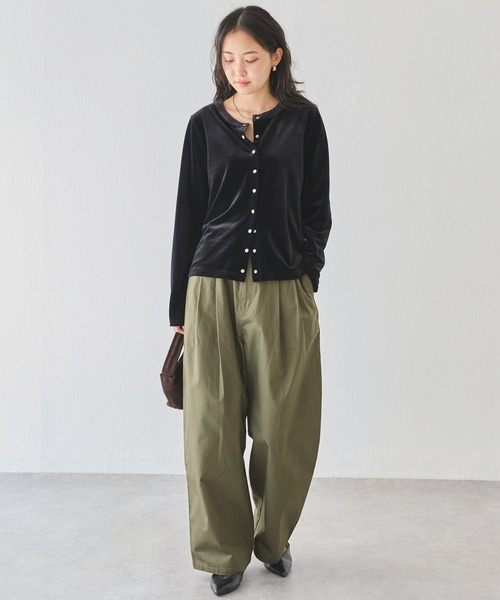 LAVEANGE（ラビアンジェ）の「ツータックヘリンボーンワイドスラックス（スラックス・レディース・ベージュ/グリーン/ブラック・マルチサイズ）」の11枚目の写真