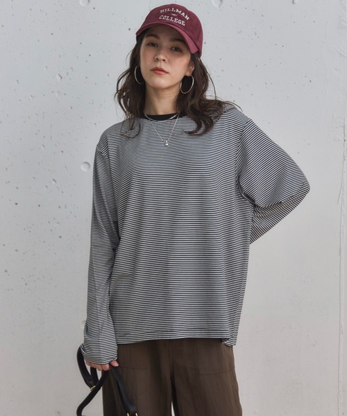 Doux archives（ドゥアルシーヴ）の「ボーダーインナーロンＴｅｅ（Tシャツ/カットソー・レディース・ブラウン系その他/ホワイト×ブラック/ブラック×ホワイト/ホワイト系その他・38）」の2枚目の写真