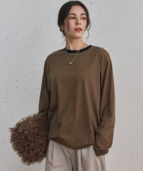 Doux archives（ドゥアルシーヴ）の「ボーダーインナーロンＴｅｅ（Tシャツ/カットソー・レディース・ブラウン系その他/ホワイト×ブラック/ブラック×ホワイト/ホワイト系その他・38）」の4枚目の写真