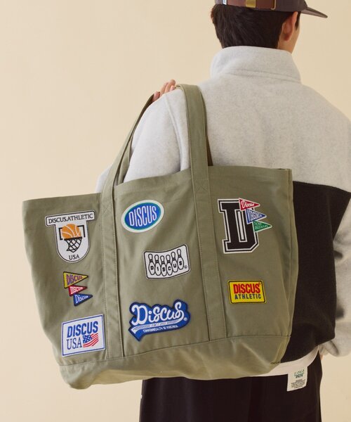 DISCUS（ディスカス）の「【DISCUS】キャンバスワッペンBIGトートバッグ（トートバッグ・レディース・ホワイト/オレンジ/オリーブ・ONE SIZE）」の2枚目の写真