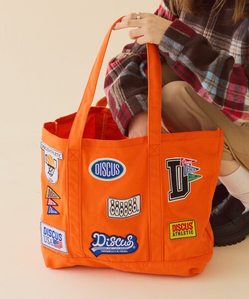 DISCUS（ディスカス）の「【DISCUS】キャンバスワッペンBIGトートバッグ（トートバッグ・レディース・ホワイト/オレンジ/オリーブ・ONE SIZE）」の3枚目の写真