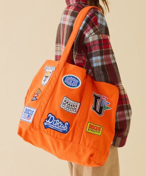 DISCUS（ディスカス）の「【DISCUS】キャンバスワッペンBIGトートバッグ（トートバッグ・レディース・ホワイト/オレンジ/オリーブ・ONE SIZE）」の16枚目の写真