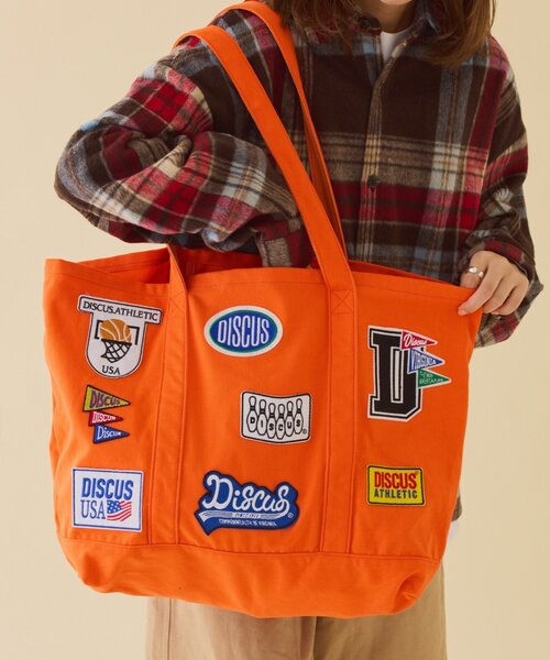 DISCUS（ディスカス）の「【DISCUS】キャンバスワッペンBIGトートバッグ（トートバッグ・レディース・ホワイト/オレンジ/オリーブ・ONE SIZE）」の18枚目の写真