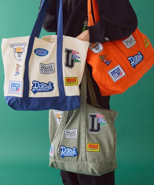 DISCUS（ディスカス）の「【DISCUS】キャンバスワッペンBIGトートバッグ（トートバッグ・レディース・ホワイト/オレンジ/オリーブ・ONE SIZE）」の10枚目の写真