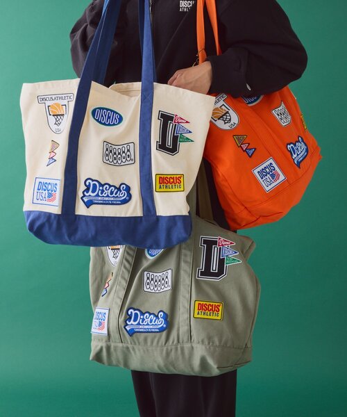 DISCUS（ディスカス）の「【DISCUS】キャンバスワッペンBIGトートバッグ（トートバッグ・レディース・ホワイト/オレンジ/オリーブ・ONE SIZE）」の11枚目の写真