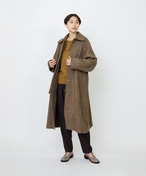 セール】リネンウールツイードステンカラーコート（ステンカラーコート
