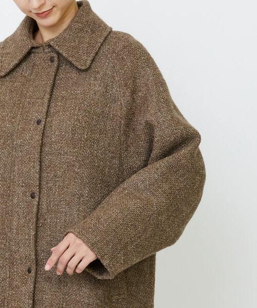 セール】リネンウールツイードステンカラーコート（ステンカラーコート